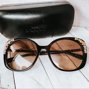 Coach Sunglasses HC8186B Dark Tortoise Coach HC8186B L1595 500211 Black Frame With Gold Floral  main image 4